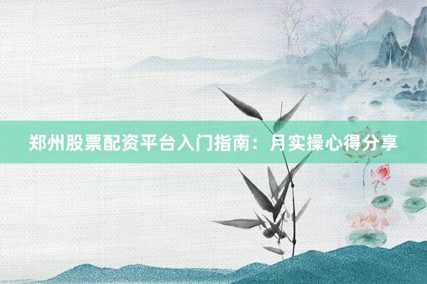 郑州股票配资平台入门指南：月实操心得分享