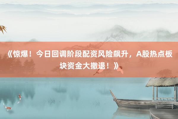 《惊爆！今日回调阶段配资风险飙升，A股热点板块资金大撤退！》