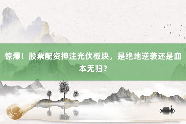 惊爆！股票配资押注光伏板块，是绝地逆袭还是血本无归？