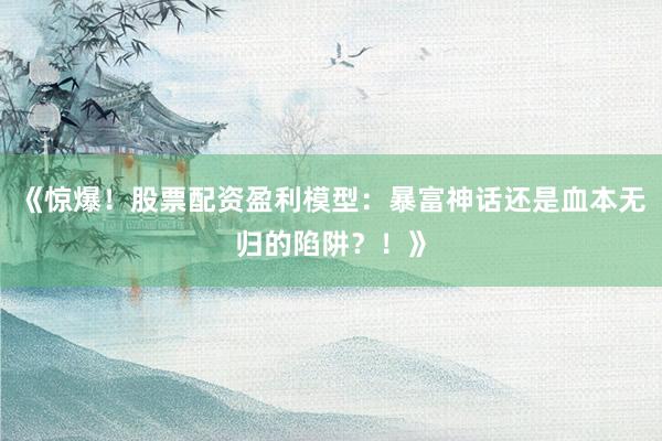 《惊爆！股票配资盈利模型：暴富神话还是血本无归的陷阱？！》