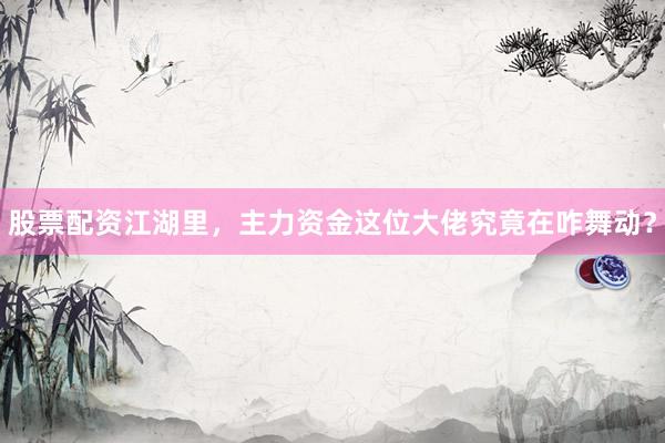 股票配资江湖里，主力资金这位大佬究竟在咋舞动？