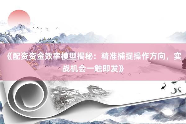 《配资资金效率模型揭秘：精准捕捉操作方向，实战机会一触即发》