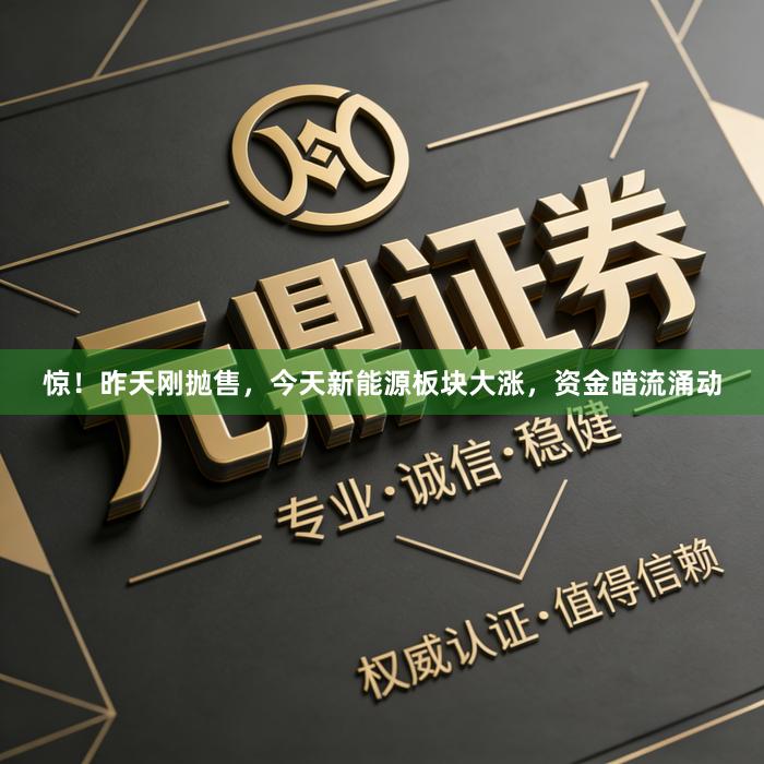 惊！昨天刚抛售，今天新能源板块大涨，资金暗流涌动
