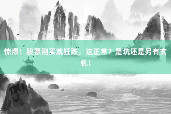 惊爆！股票刚买就狂跌，这正常？是坑还是另有玄机！
