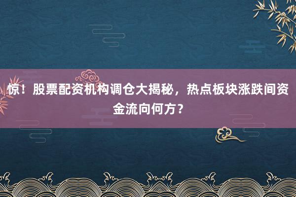 惊！股票配资机构调仓大揭秘，热点板块涨跌间资金流向何方？