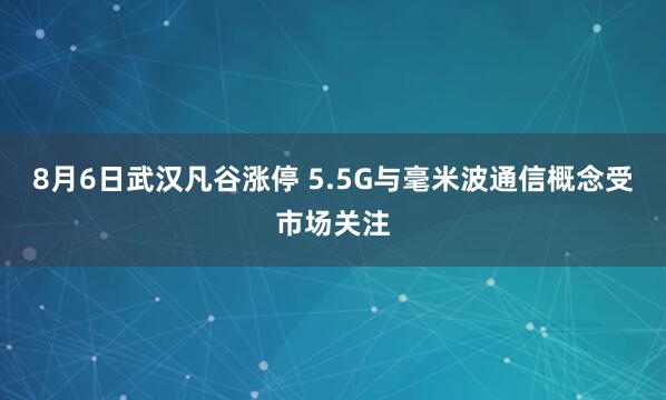 8月6日武汉凡谷涨停 5.5G与毫米波通信概念受市场关注