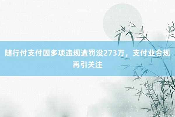 随行付支付因多项违规遭罚没273万,支付业合规再引关注