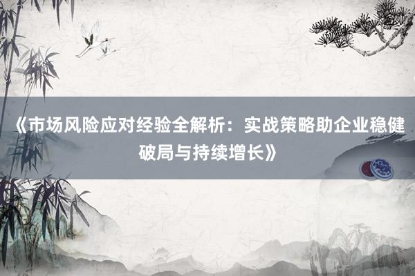 《市场风险应对经验全解析:实战策略助企业稳健破局与持续增长》