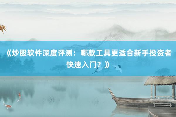 《炒股软件深度评测：哪款工具更适合新手投资者快速入门？》