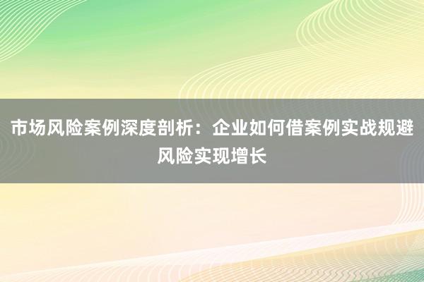 市场风险案例深度剖析：企业如何借案例实战规避风险实现增长