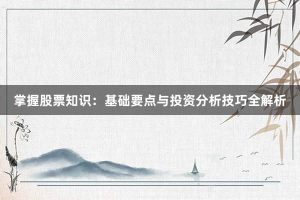 掌握股票知识：基础要点与投资分析技巧全解析