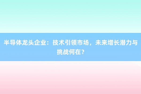 半导体龙头企业：技术引领市场，未来增长潜力与挑战何在？