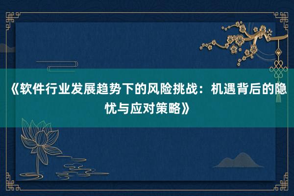 《软件行业发展趋势下的风险挑战：机遇背后的隐忧与应对策略》