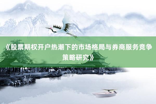 《股票期权开户热潮下的市场格局与券商服务竞争策略研究》