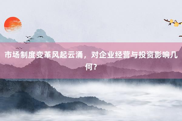 市场制度变革风起云涌，对企业经营与投资影响几何？